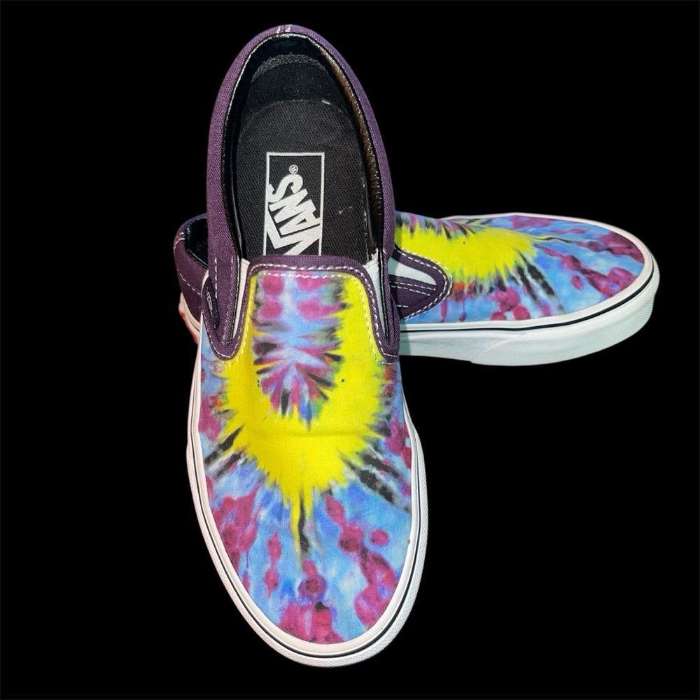 Vans Off the Wall Tie Dye Unisex Men's Sz 4 Women's Sz 5.5 Slip on Skate Shoes - Picture 2 of 8